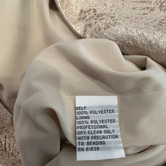 NWT Teri Jon Rickie Freeman Gold Beaded Jacquard Trumpet Gown Size 2 - Picture 7 of 12